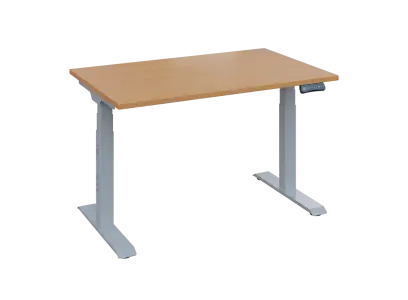 Fleximax 28-12 výškově nastavitelný stůl, kovová podnož stříbrná, deska 25 mm, široký 1200 mm, buk royal